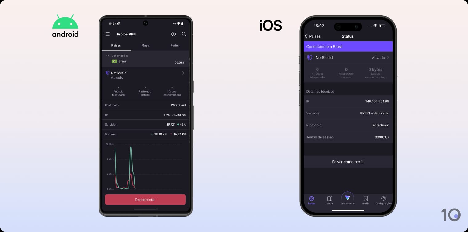 Aplicativos móveis do Proton VPN para Android e iOS