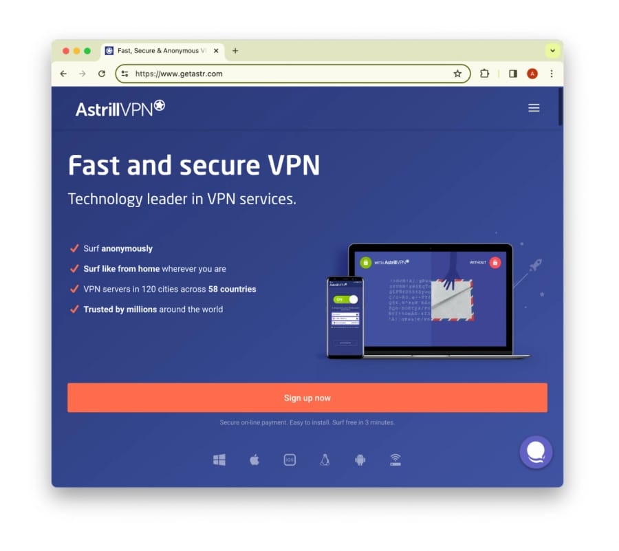 Astrill VPN's alternate website for countries with online censorship.