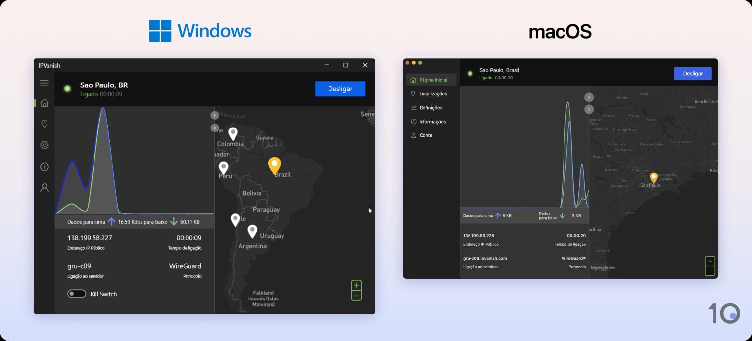 Aplicativos IPVanish para Windows e macOS