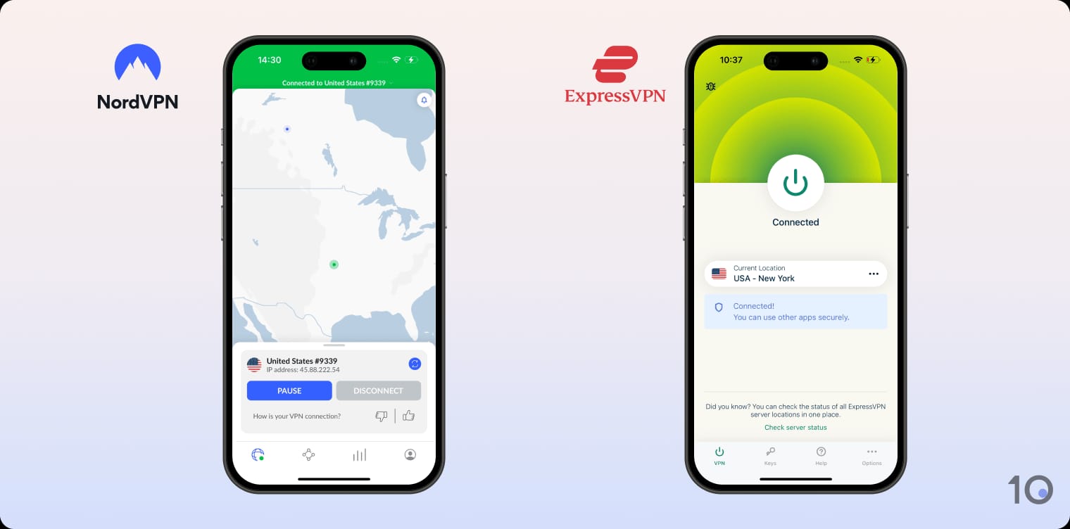 NordVPN vs ExpressVPN iOS Apps