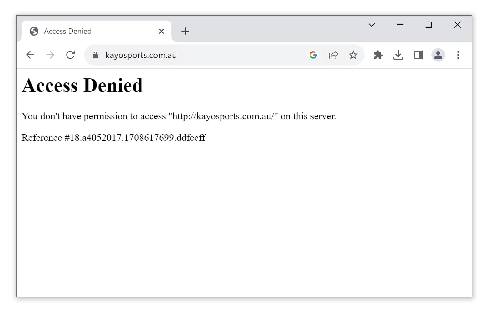 Kayo Sports 'access denied' error messgae