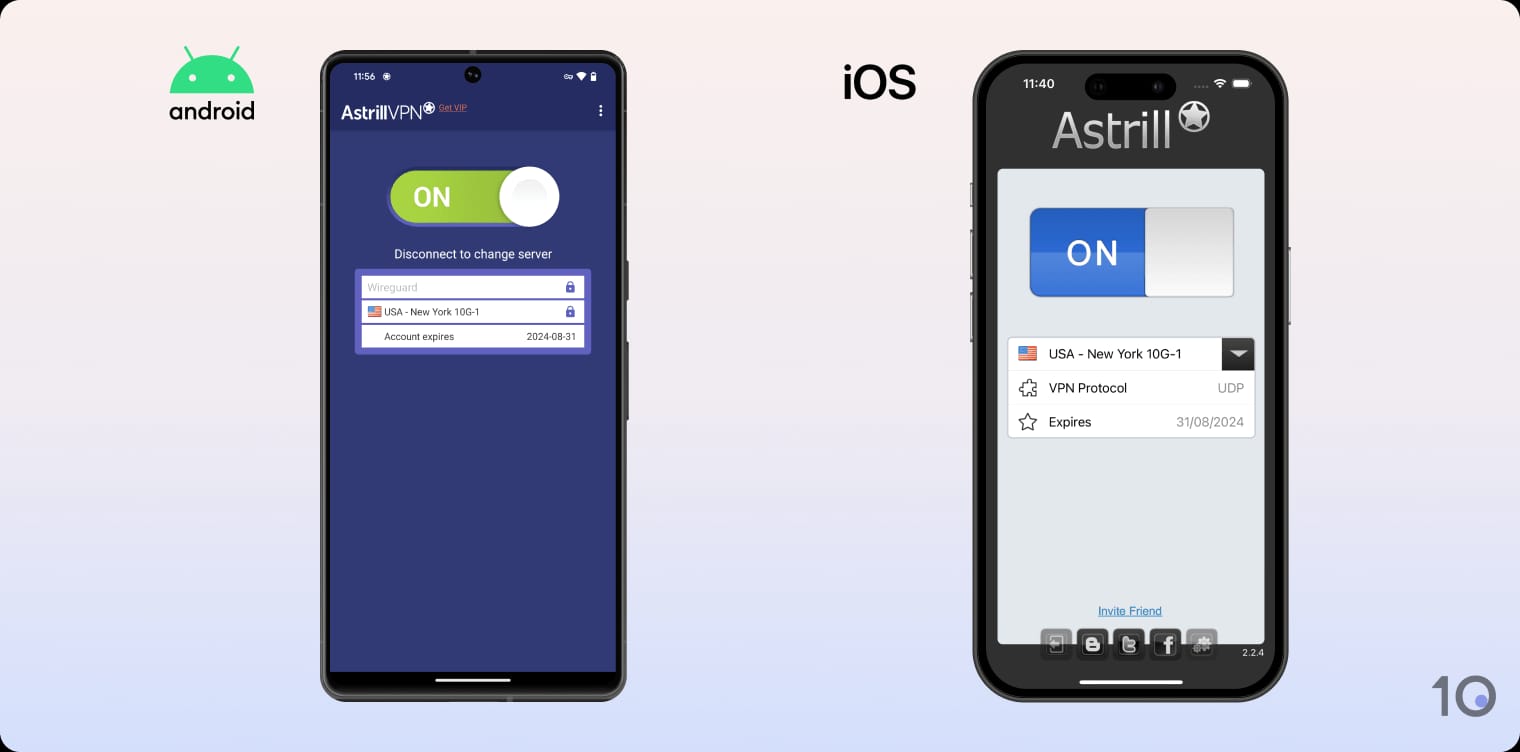 Astrill VPN's apps for Android and iOS