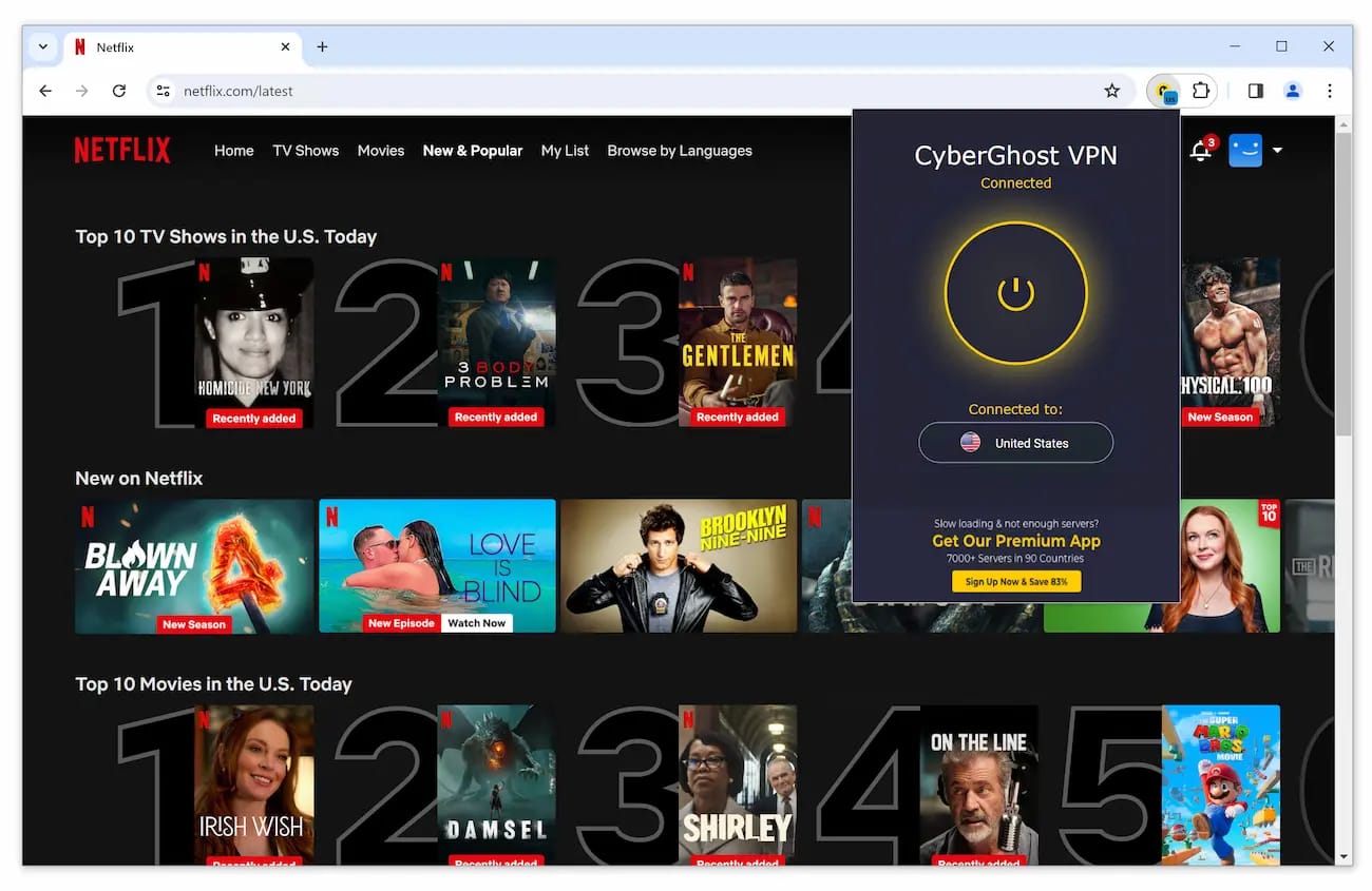 Accedere a Netflix USA utilizzando il proxy web gratuito di CyberGhost