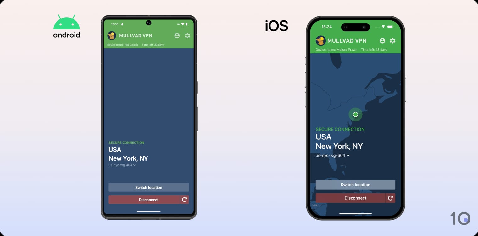 Mullvad VPN's apps for Android and iOS