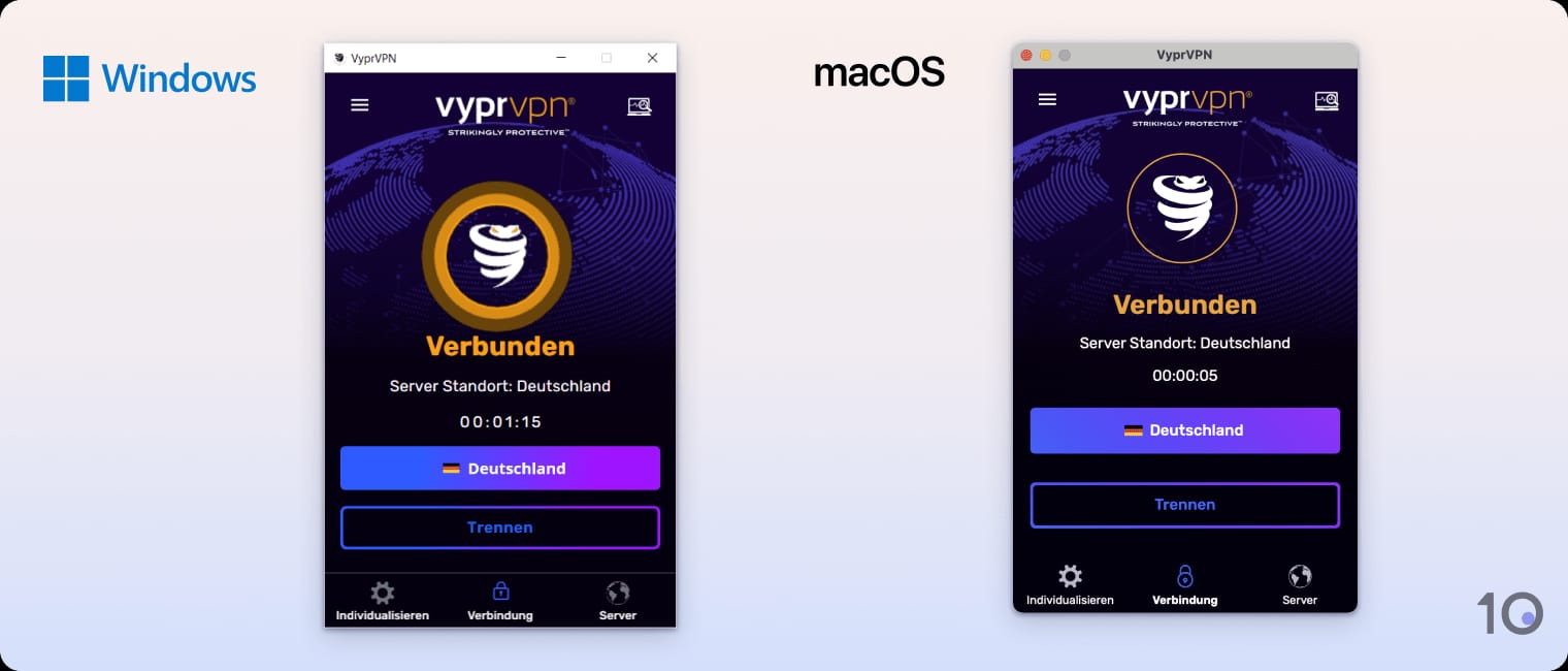 Windows-App und der macOS-App von VyprVPN