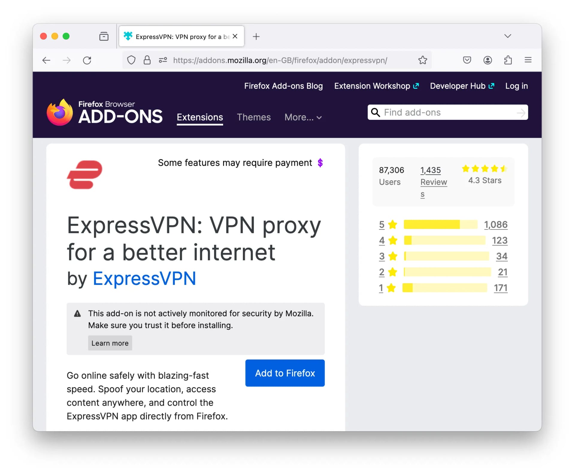 ExpressVPN Mozilla add-ons library