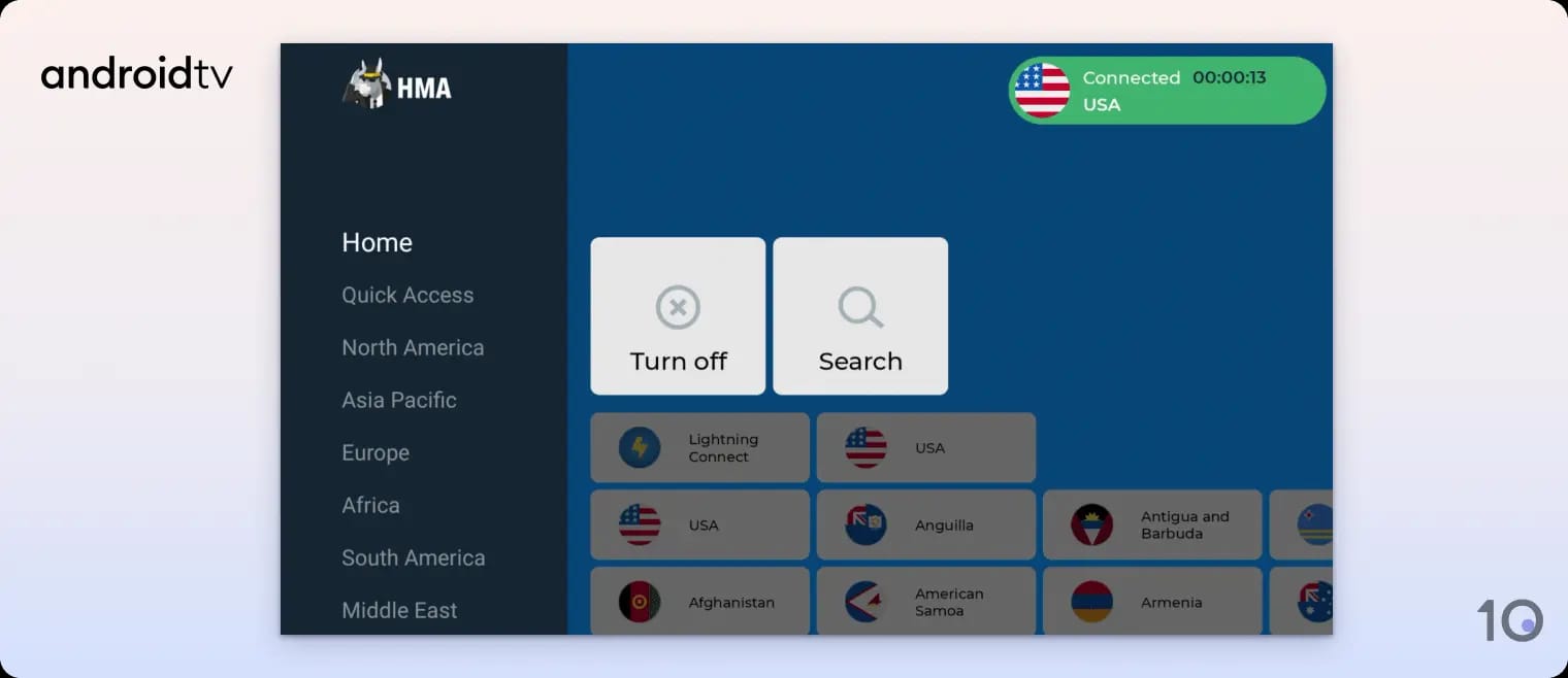 HMA's VPN app for Android TV