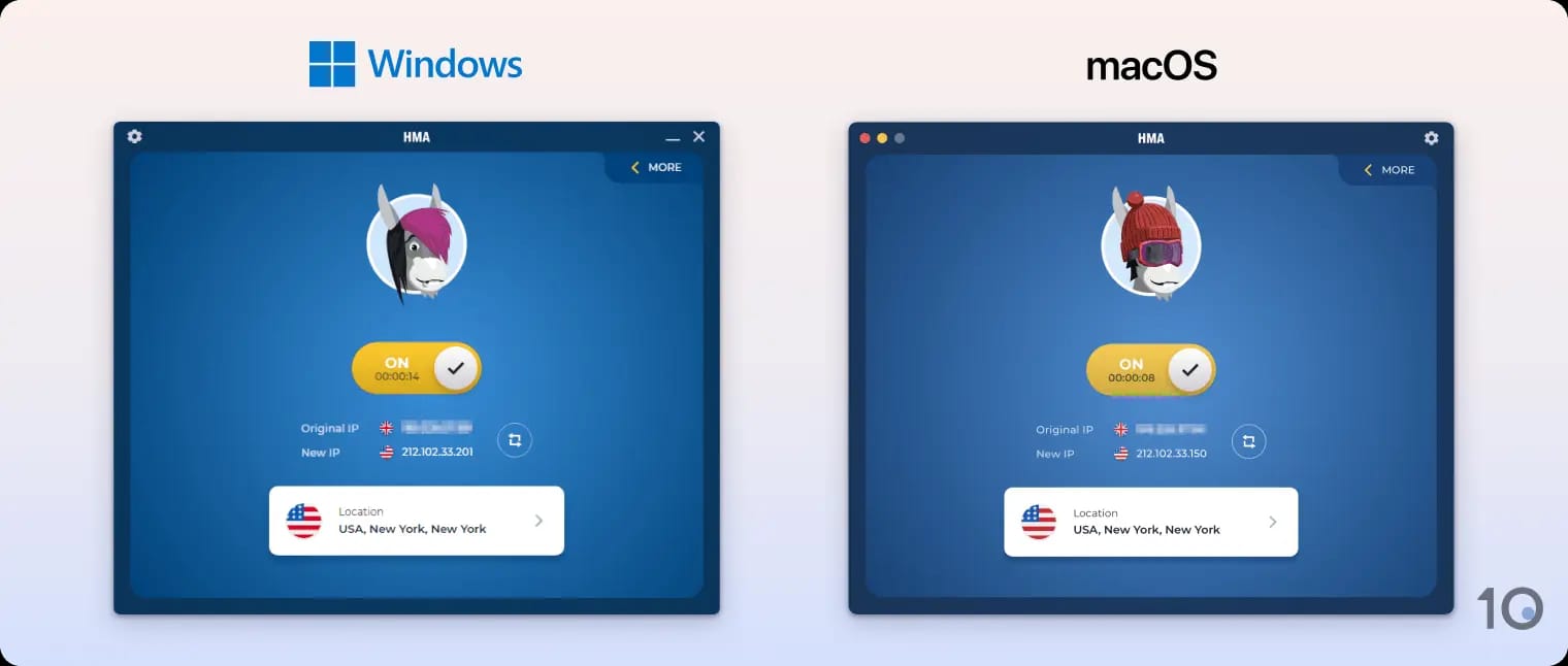 HMA's VPN apps for Windows and macOS