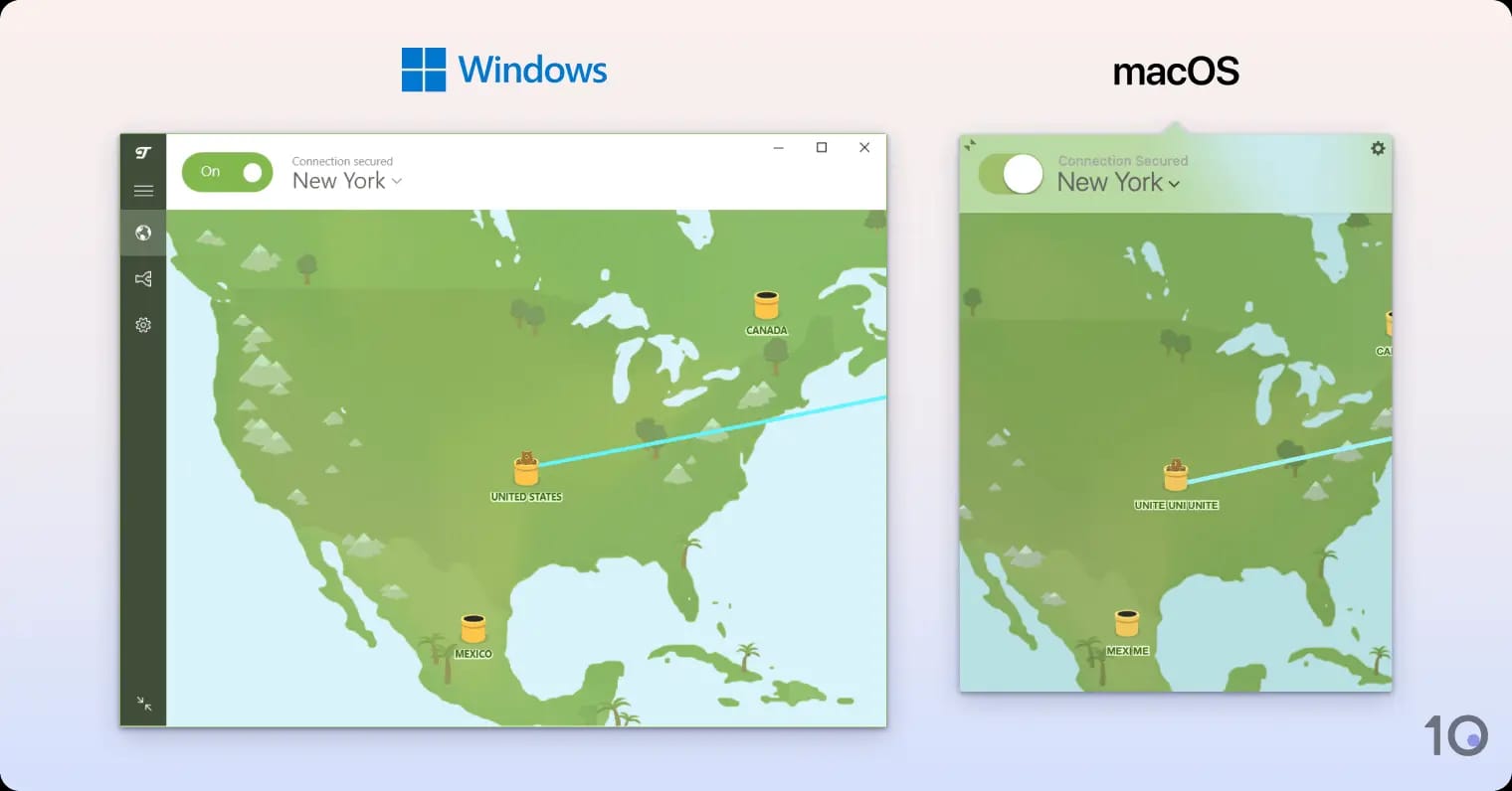 Aplicativos VPN do TunnelBear para Windows e macOS