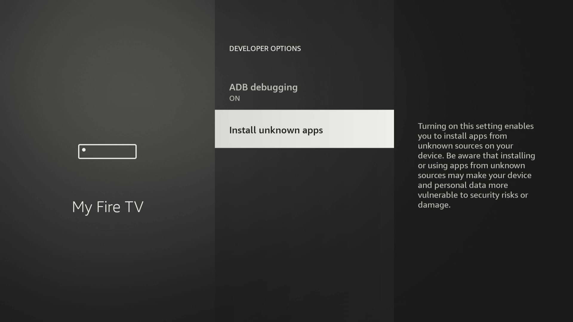 Enabling ADB debugging on Fire TV