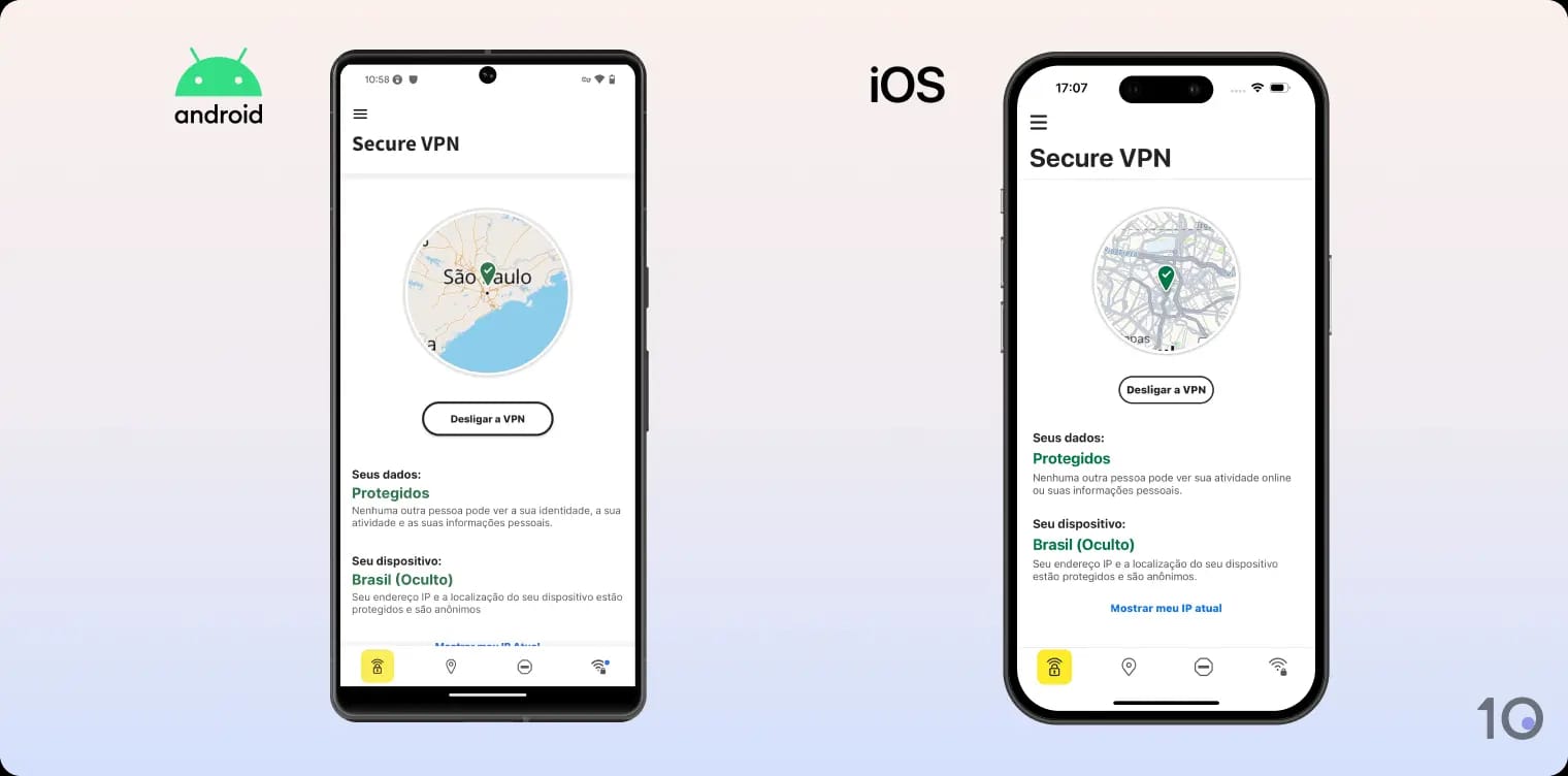 Os aplicativos Norton Secure VPN para Android e iOS