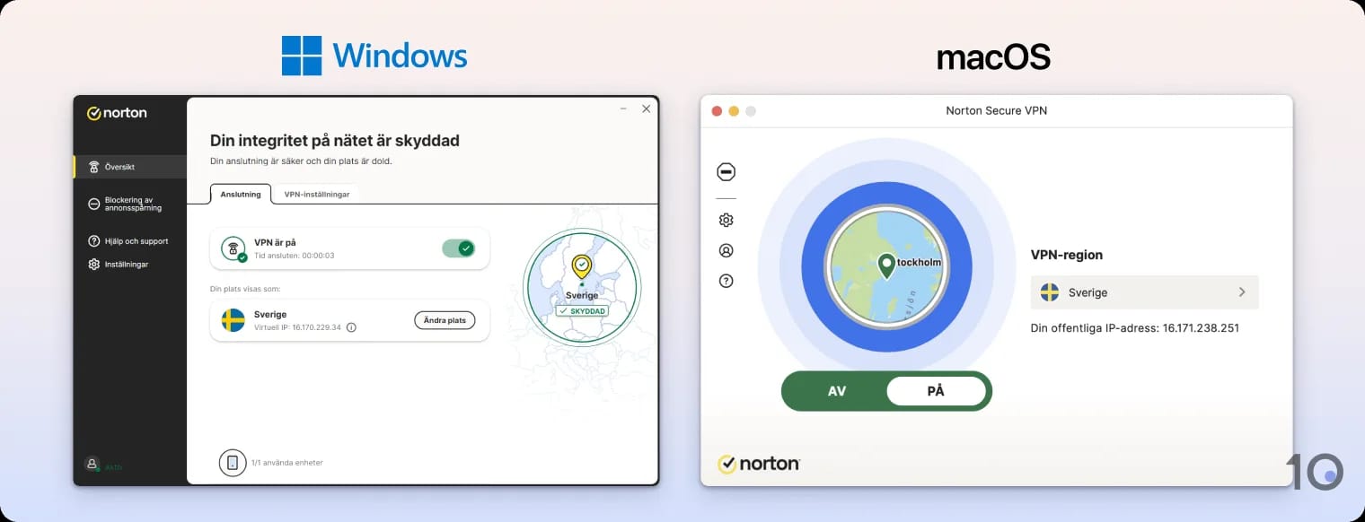 Norton Secure VPN-apparna för Windows och macOS