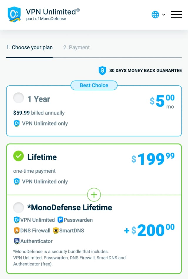 VPN Unlimited payment plans