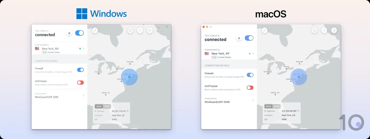The IVPN apps for Windows and macOS