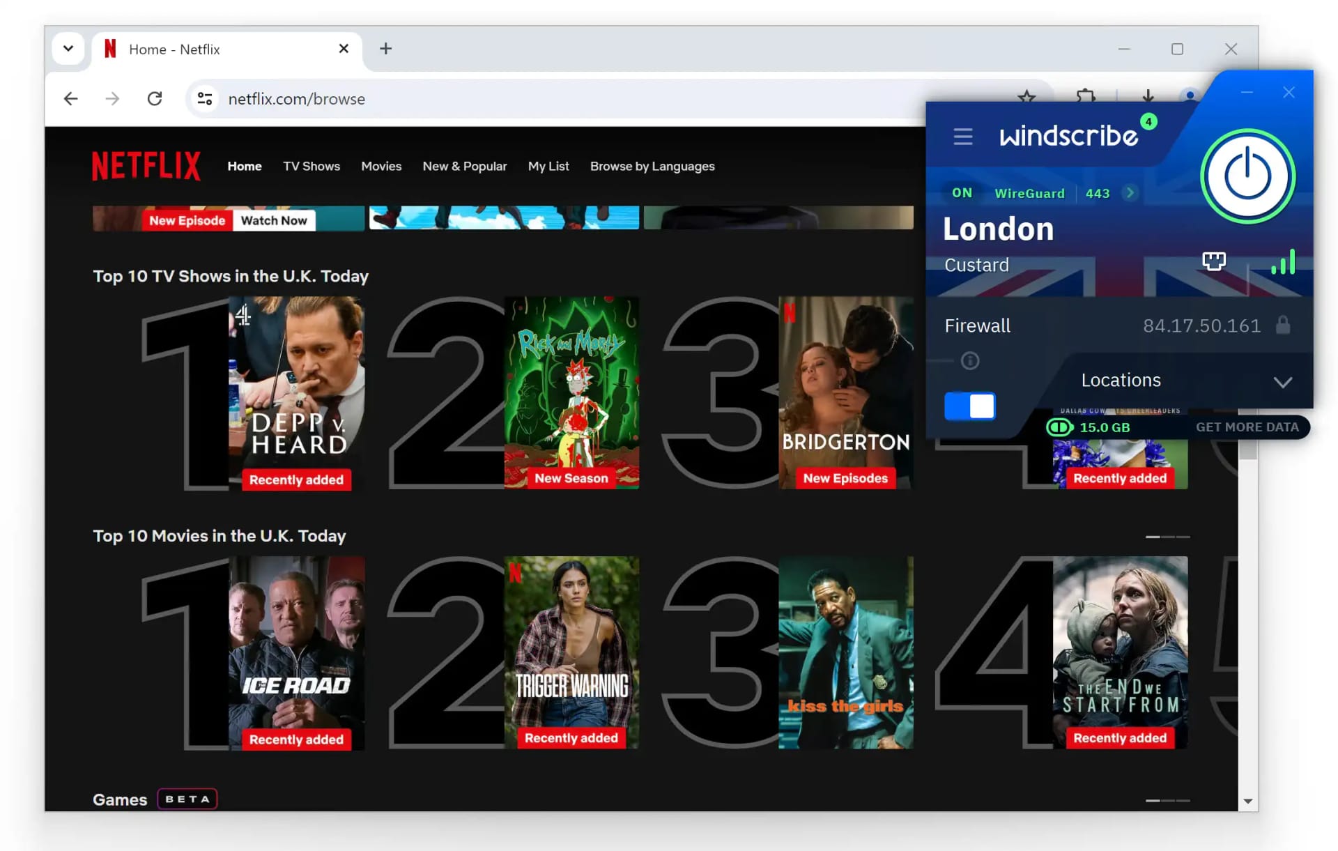 Unblocking UK Netflix with Windscribe Free