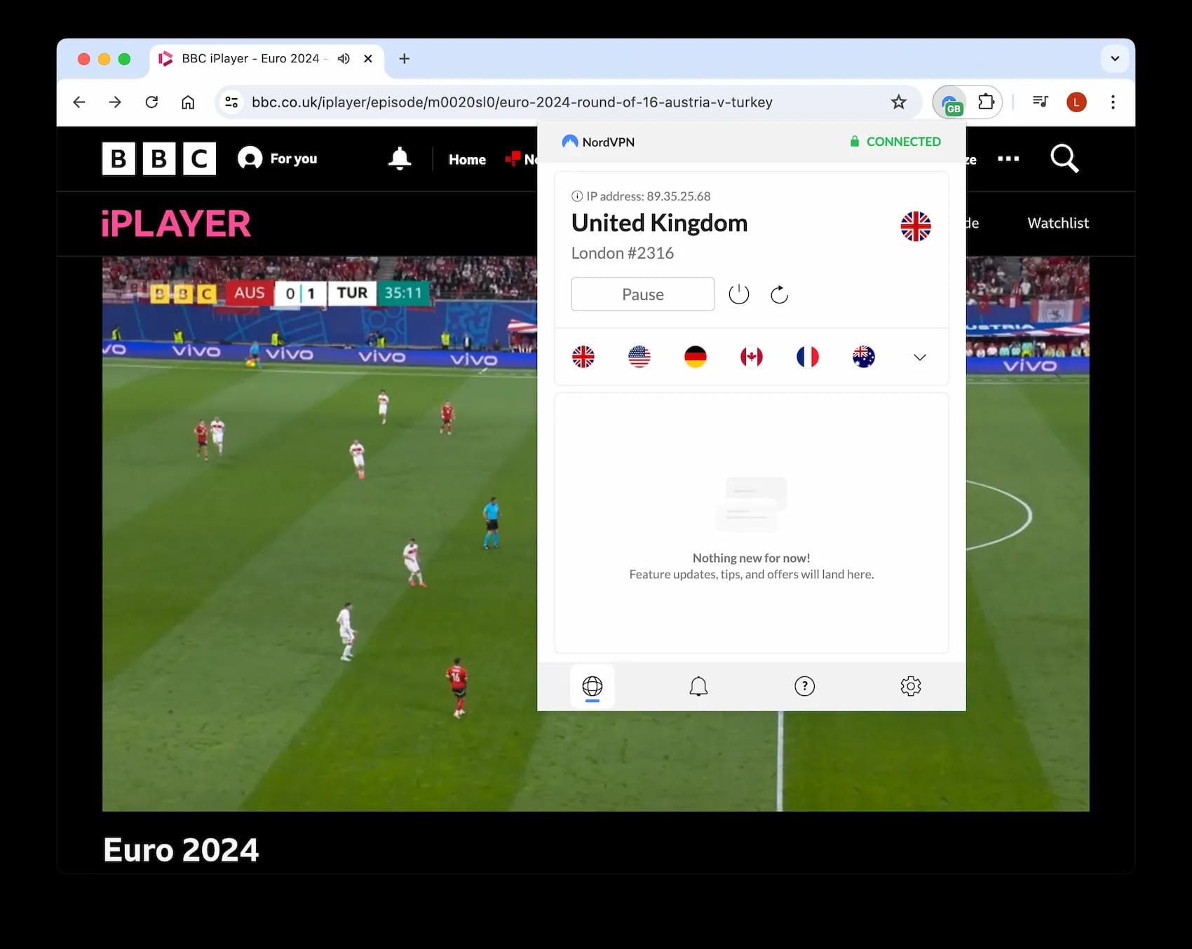 Streaming BBC iPlayer using NordVPN