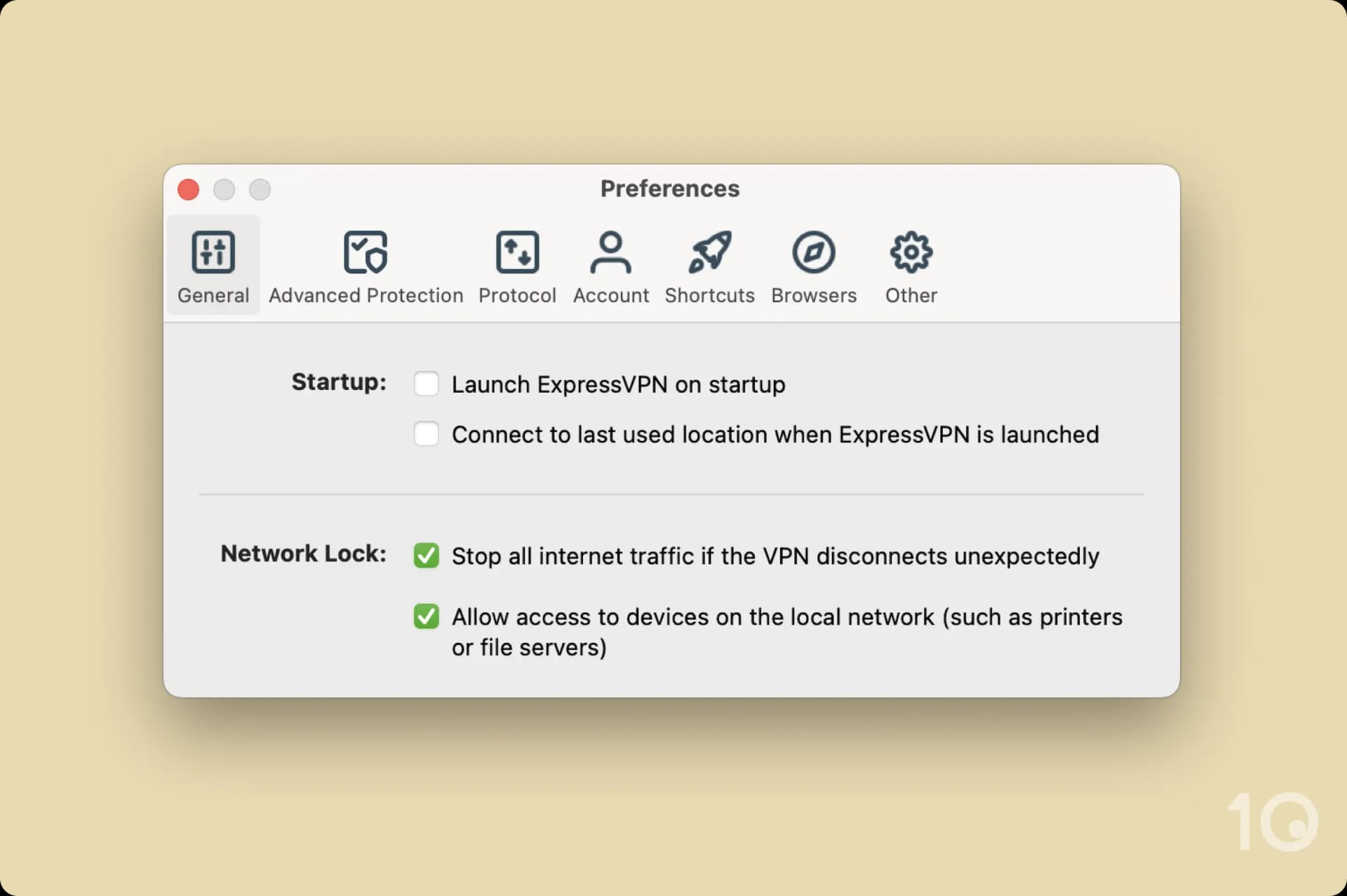 ExpressVPN Settings for Network Lock