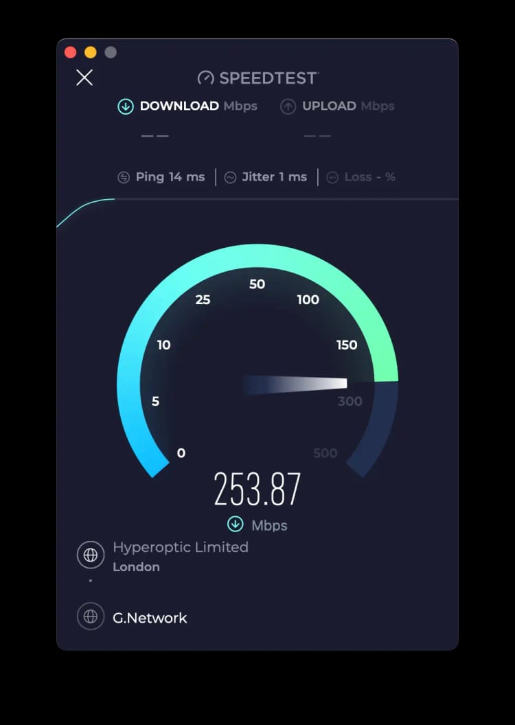 Testing baseline internet speed connection using Ookla