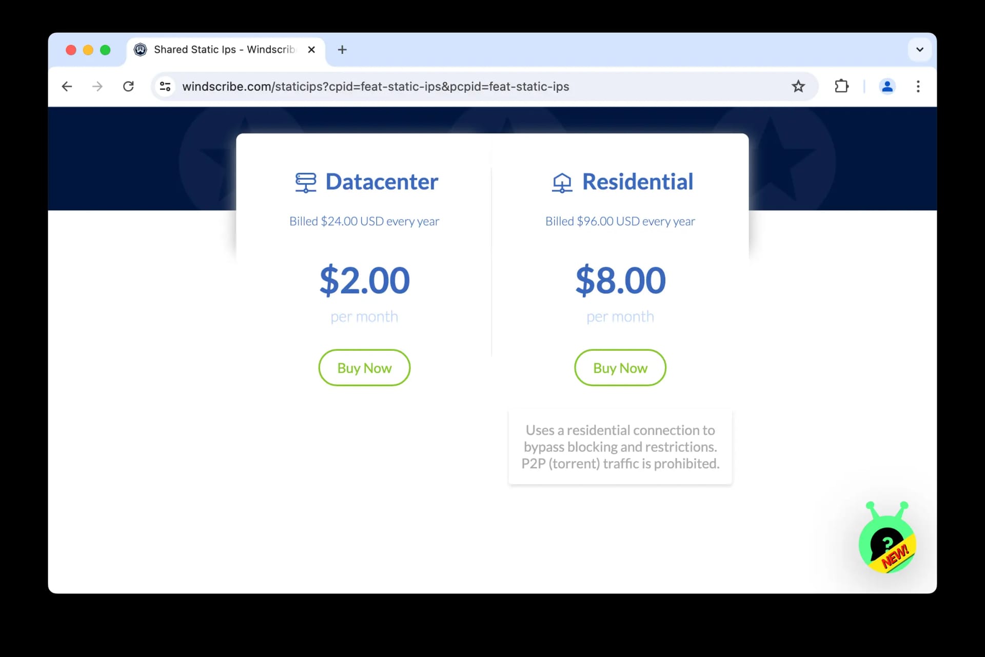 Server location and payment options for Windscribe static IP