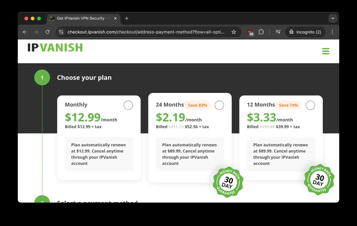 IPVanish pricing 