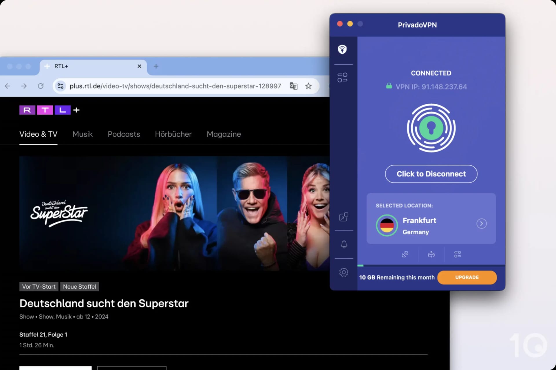 PrivadoVPN Free with RTL+