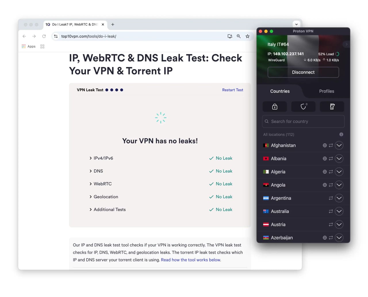 Proton VPN zdał nasz test szczelności VPN