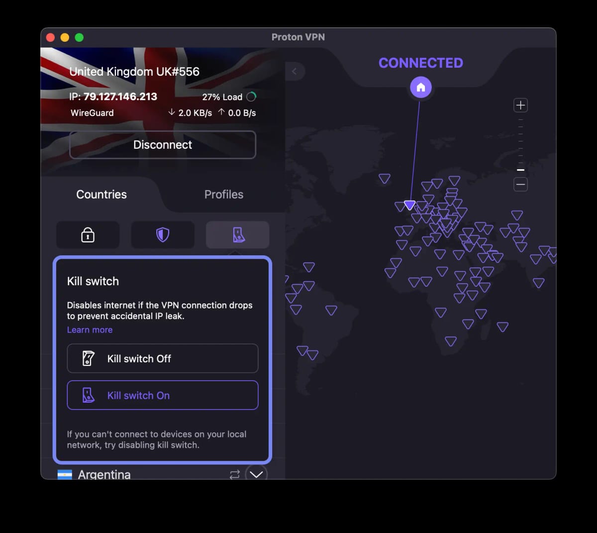 Proton VPN's kill switch