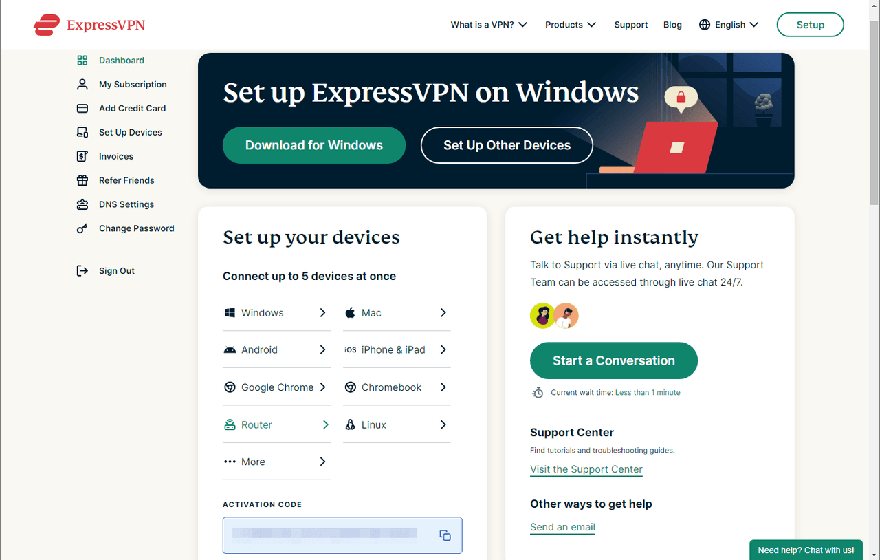 ExpressVPN Account Area