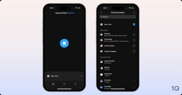 Hotspot Shield's VPN app for iOS