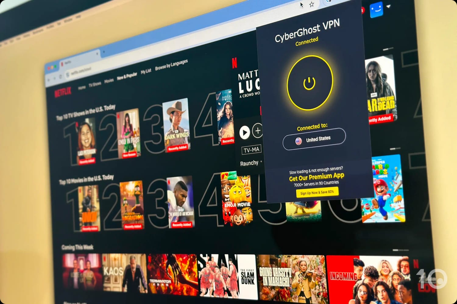 CyberGhost's free browser extension works with US Netflix.