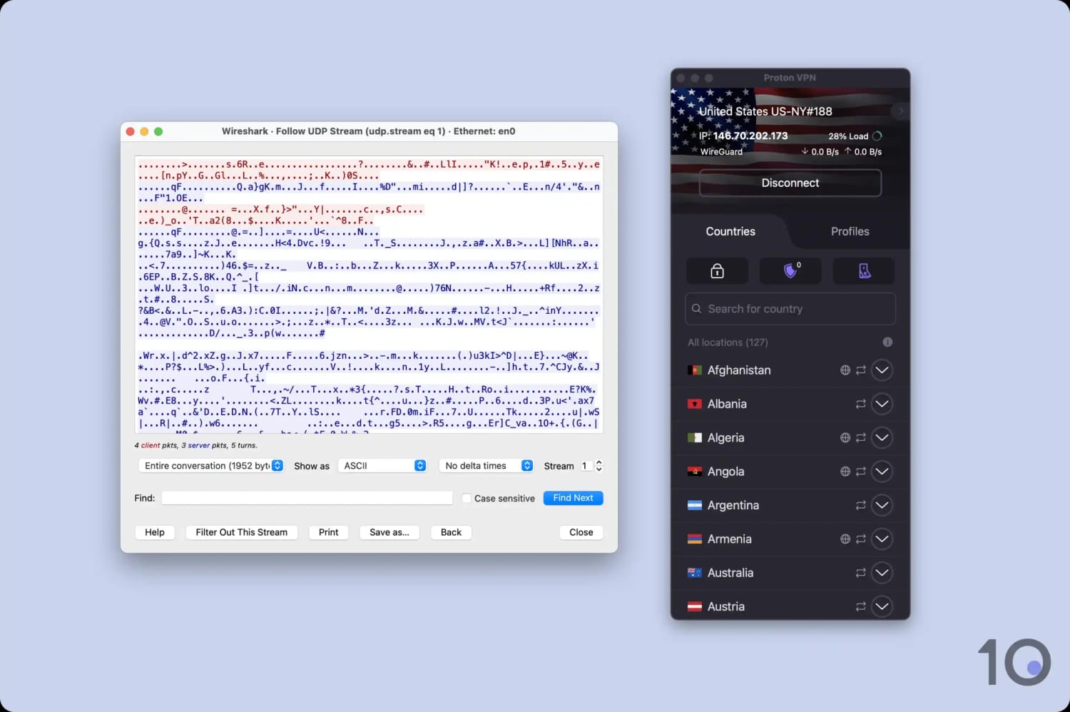 Proton VPN Wireshark Test