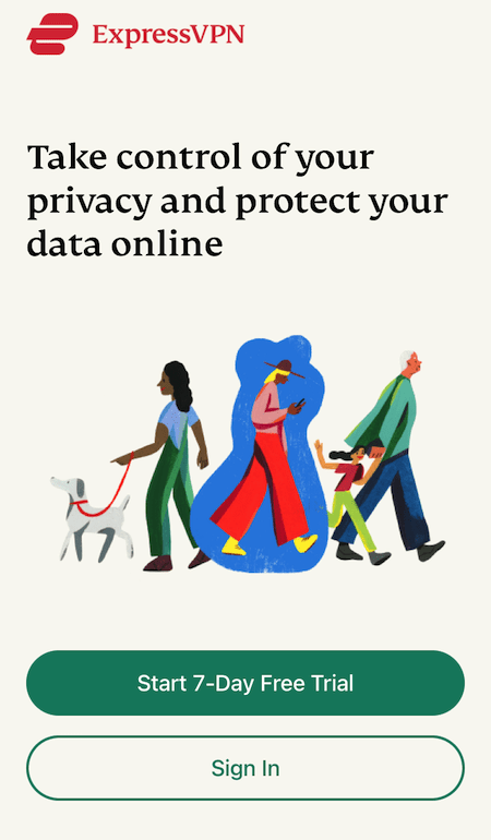 Registrazione per la prova gratuita di ExpressVPN su iOS