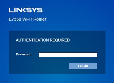 Example router login page