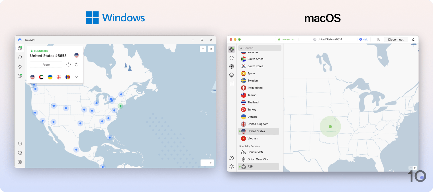 Le app di NordVPN per Windows e macOS