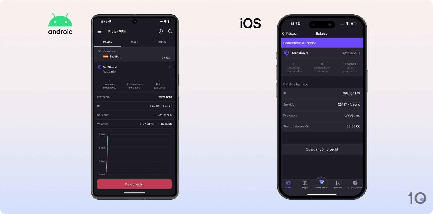 Las aplicaciones de Proton VPN para Android y iOS