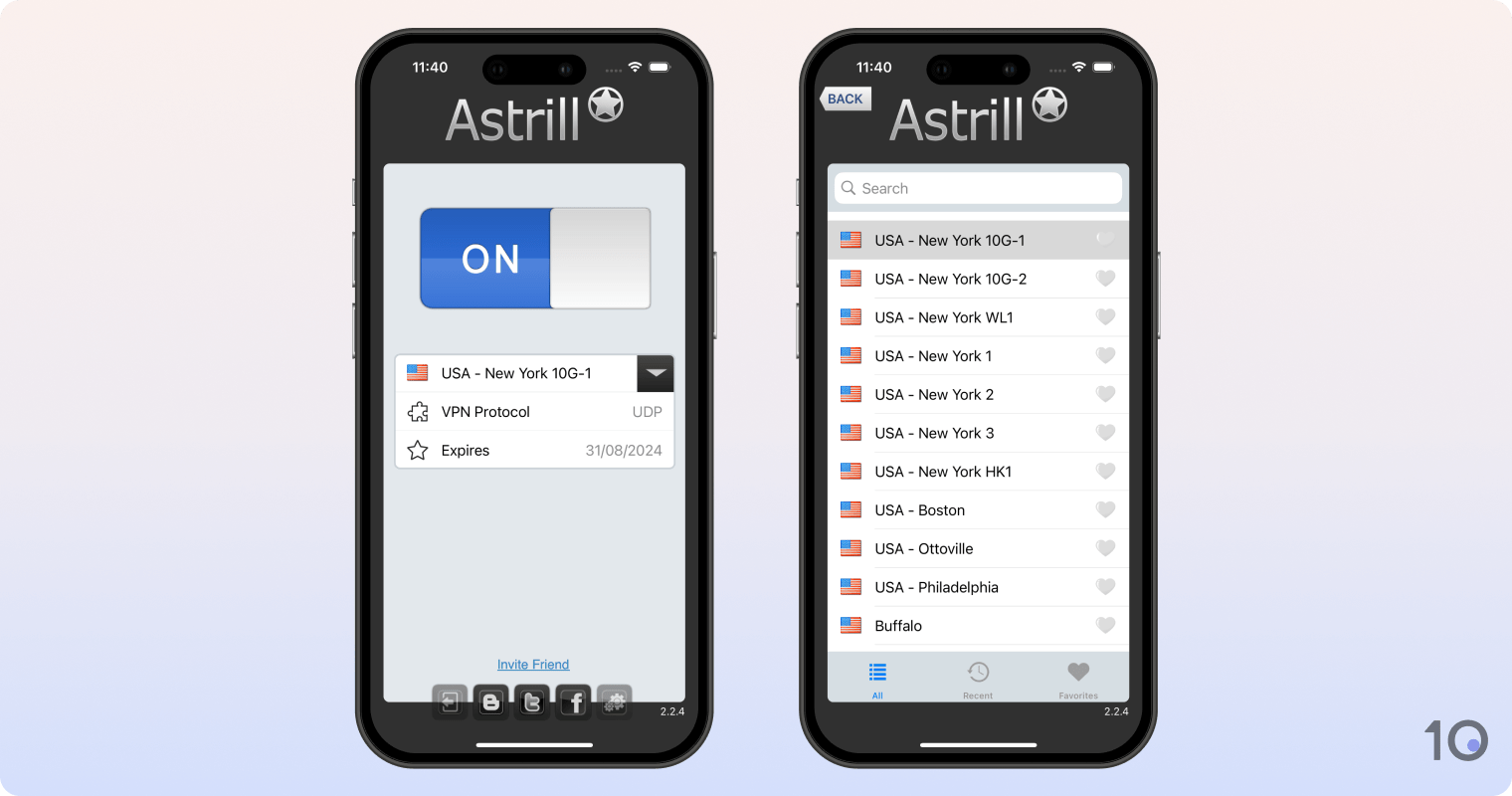 Astrill VPN's app for iOS