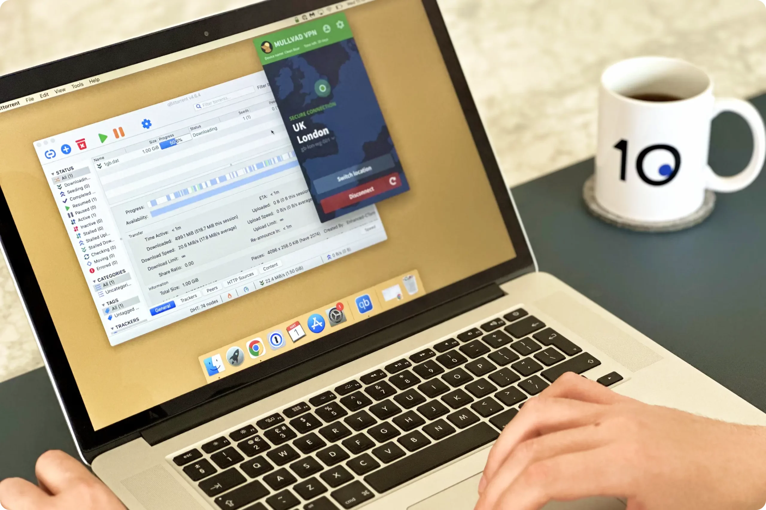Descargando torrents con Mullvad en macOS