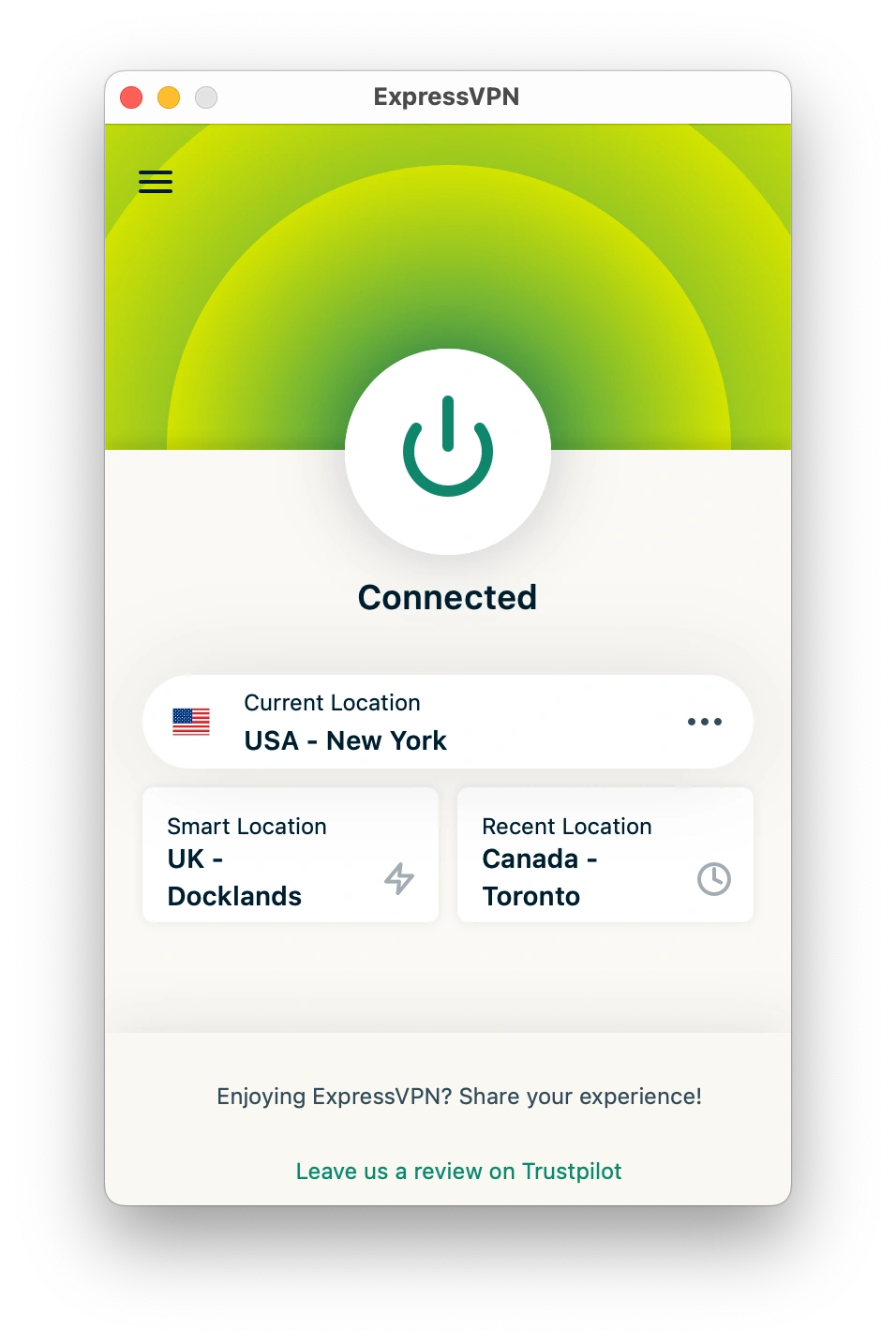 Aplicativo da ExpressVPN para macOS