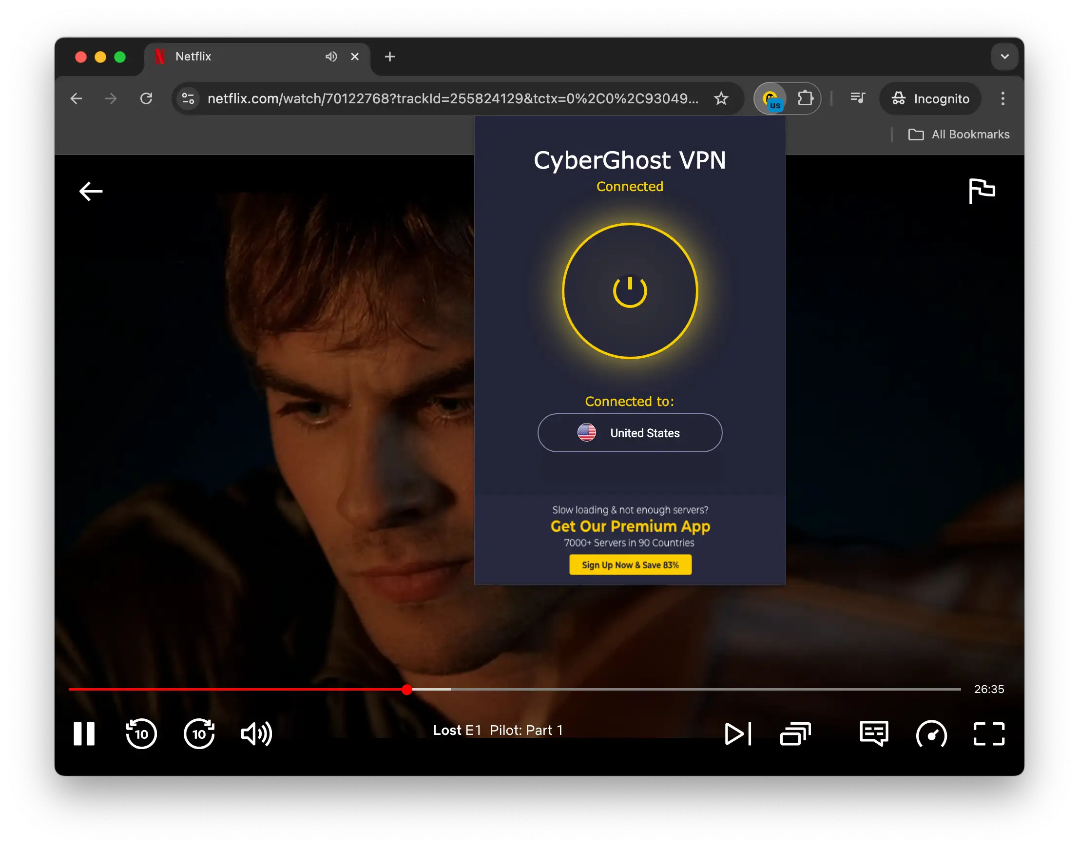 Desbloqueando Netflix Estados Unidos con la extensión de CyberGhost para Chrome