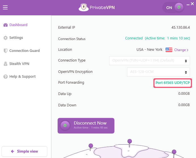 Enabling port forwarding on PrivateVPN