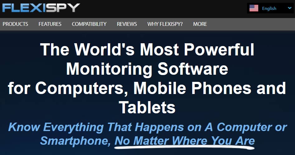 Screenshot of FlexiSPY website homescreen