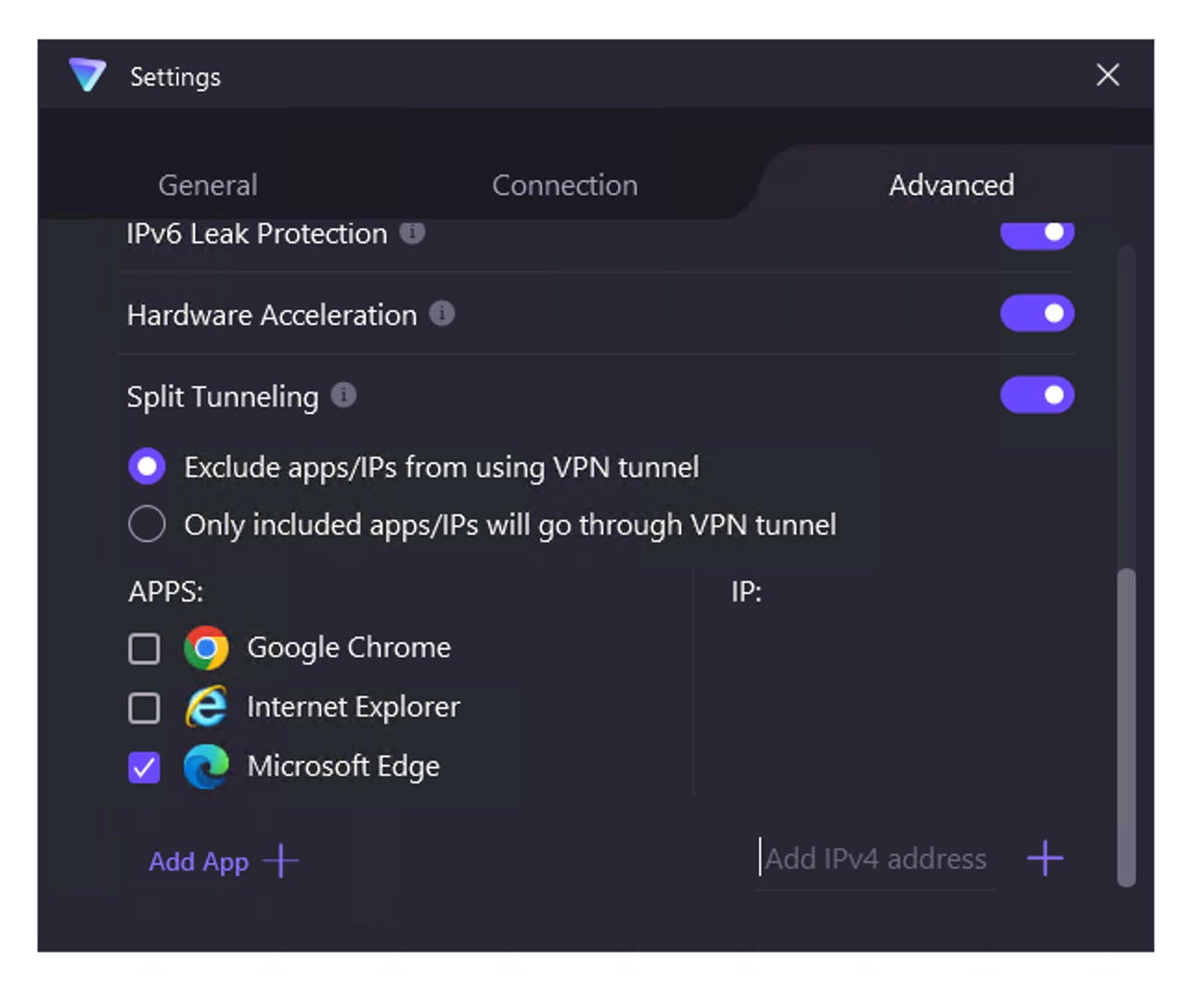 Proton VPN split tunneling-functie