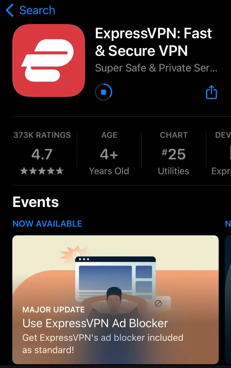 ExpressVPN på iOS App Store