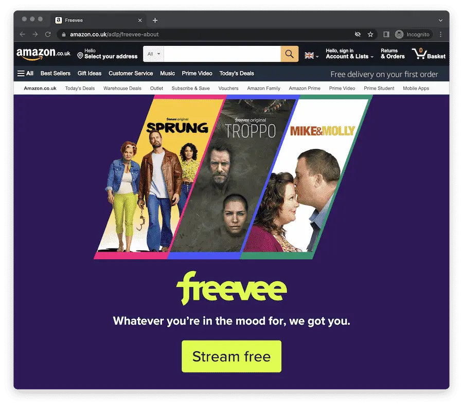 Freevee fait partie d'Amazon Prime Video et n'est disponible qu'aux États-Unis, au Royaume-Uni et en Allemagne.