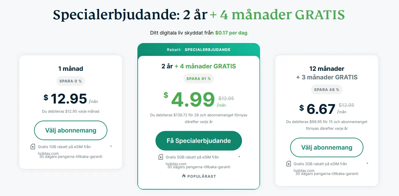 ExpressVPNs prisplaner för 2025