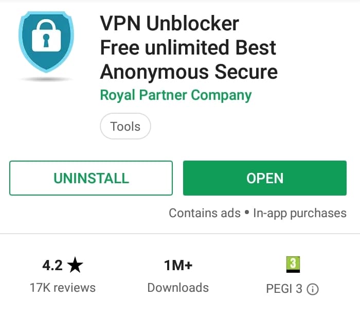 index of vpn android