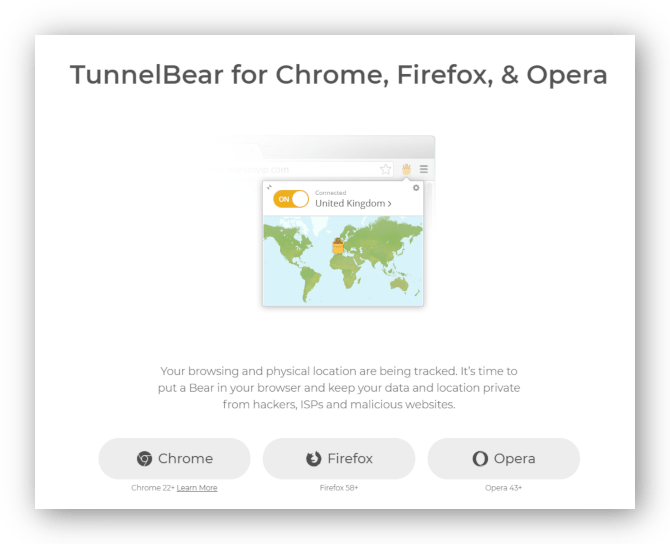 tunnelbear google chrome extension