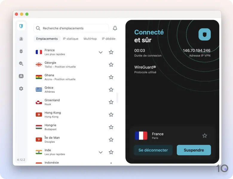 L'application VPN gratuite de SurfsharkVPN pour macOS