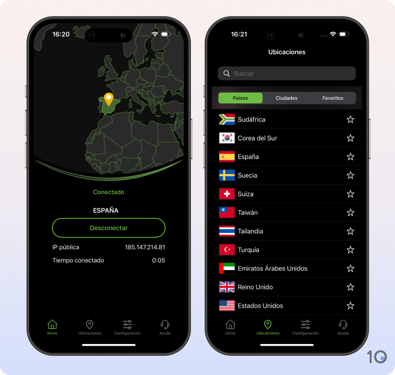 Aplicación VPN de IPVanish para iOS