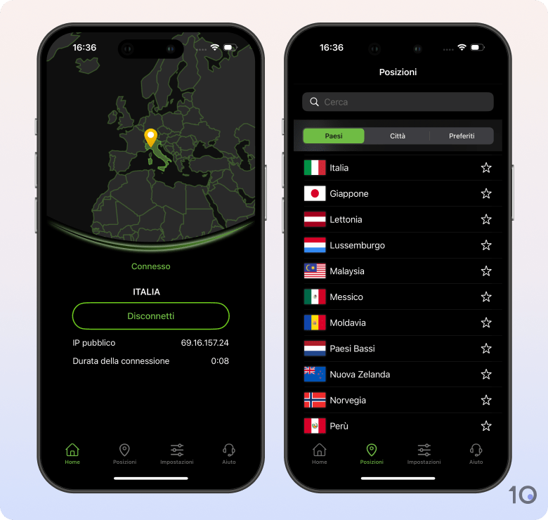 L'app di IPVanish per iOS